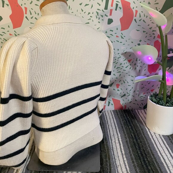 Q&A White and Black Striped Cropped Sweater - M - Picture 3 of 3